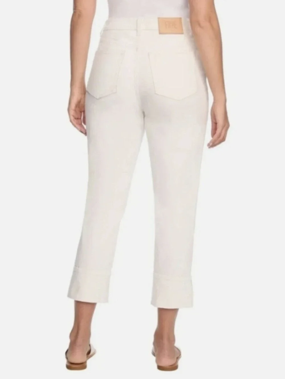 Frye Ivory White Denim High-Rise Cuffed Crop Plus Size Jeans - Size 14/32